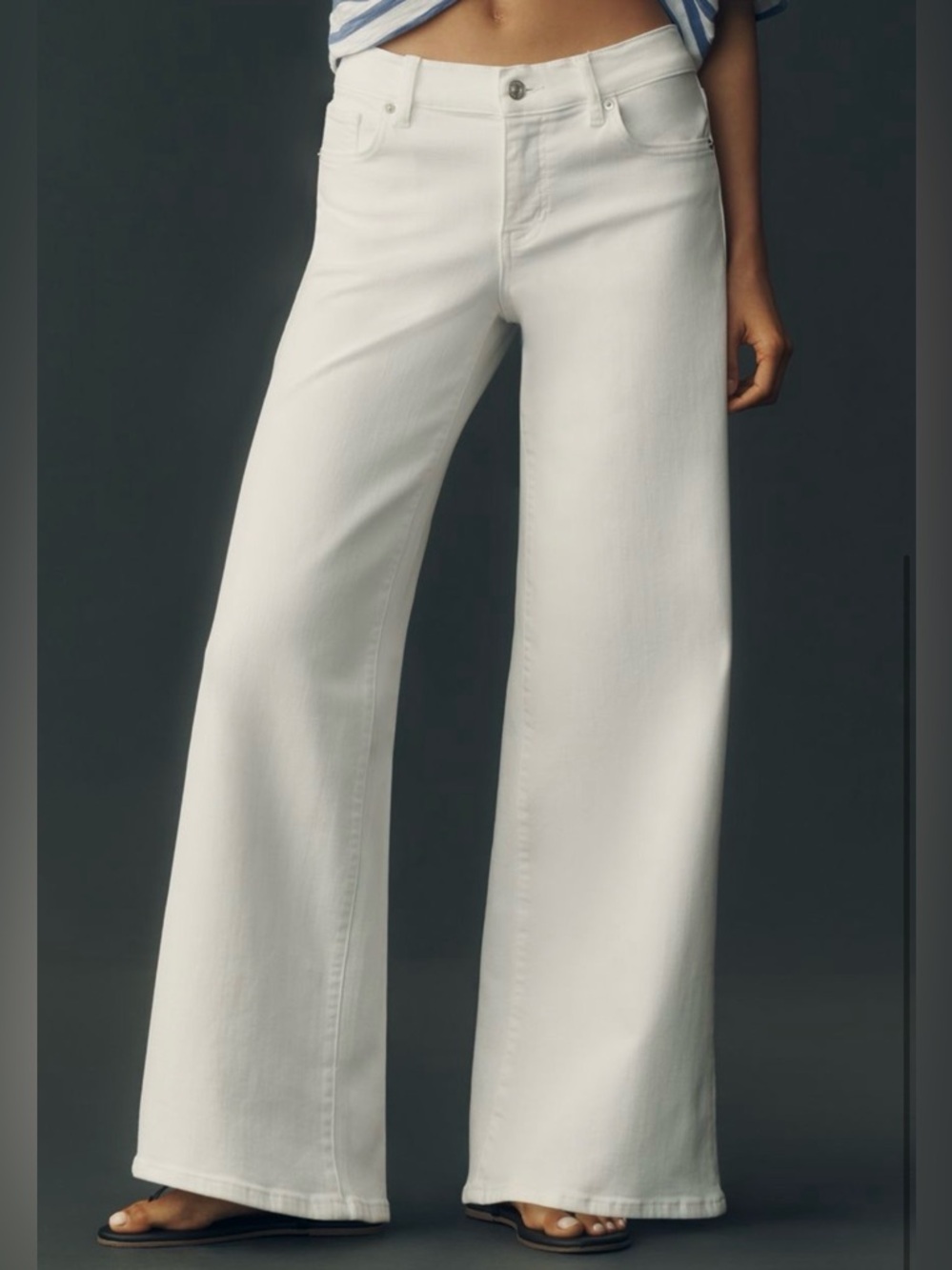 Frame Denim White Le Palazzo Wide-Leg High-Rise Jeans 29